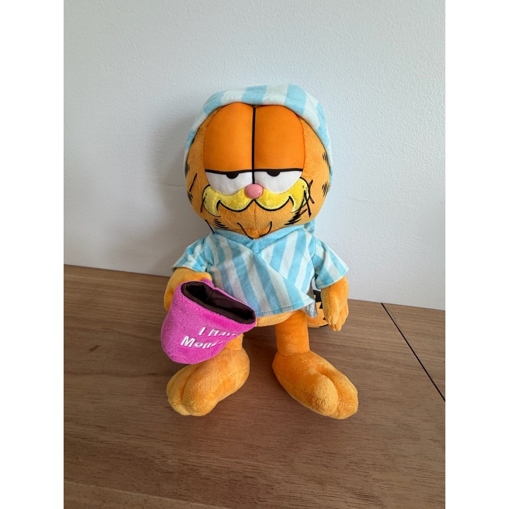 Garfield I Hate Mondays Plush Stuffed Animal Pajamas Nightcap 12 inch Orange Cat